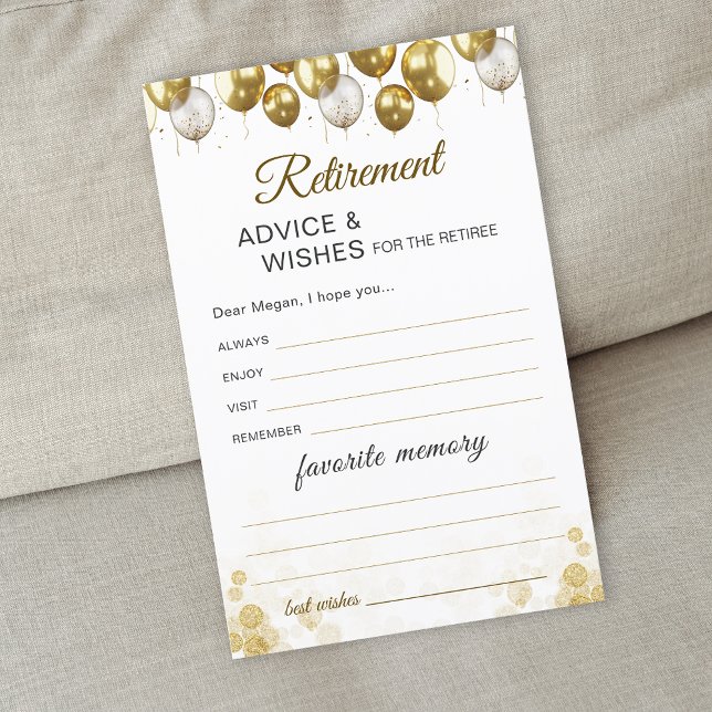 Tarjeta de memoria favorita de retiro de globo de  (Gold Balloon Happy Retirement Favorite Memory Card)
