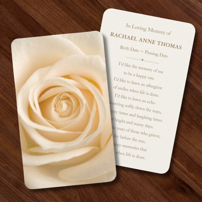 Tarjeta de memoria funeraria floral Rosa (Floral Rose Memorial Card)