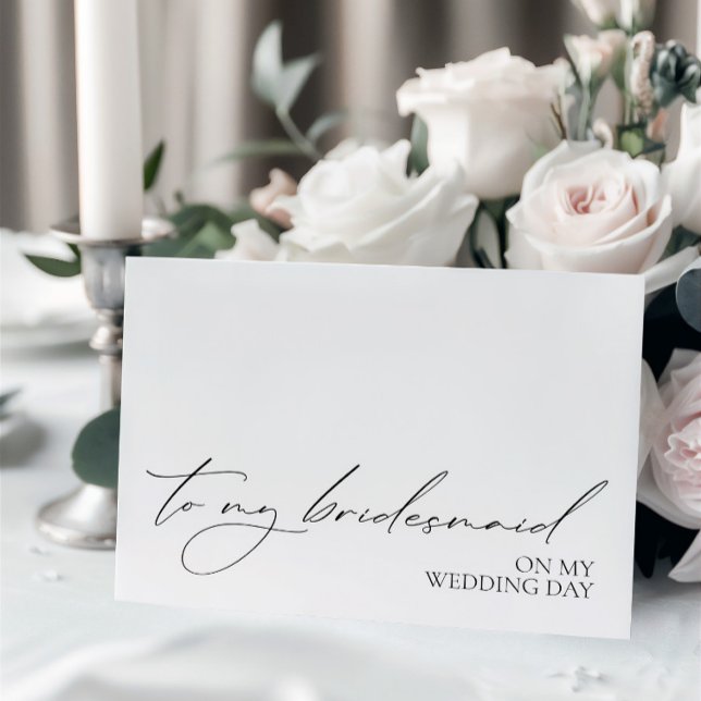 Tarjeta de mensaje "A mi dama de honor el día de m ("To My Bridesmaid On My Wedding Day" Message Card)