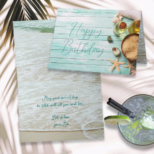 Tarjeta de mensaje Beach Spa Happy Birthday Person