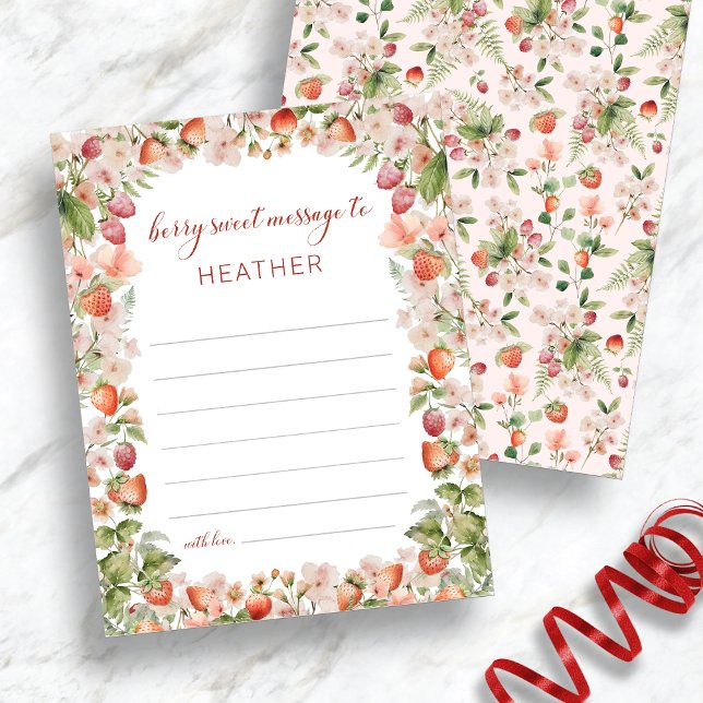 Tarjeta de mensaje Berry First (Floral Berry First Message Card by Painted Paperie
)
