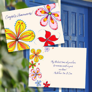 Tarjeta de mensaje Big Flowers de nuevos propietar
