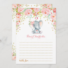Tarjeta de mensaje Boho Floral Elephant Time Capsu
