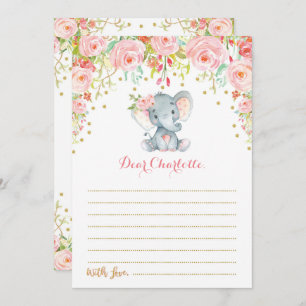 Tarjeta de mensaje Boho Floral Elephant Time Capsu