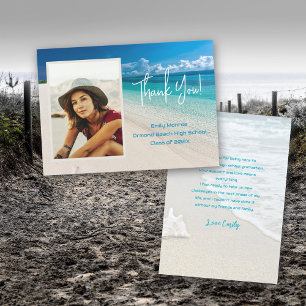 Tarjeta de mensaje de agradecimiento a Beach Grad