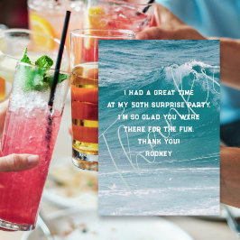 Tarjeta de mensaje de agradecimiento a la ola oceá