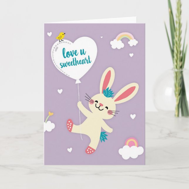 Tarjeta de Mensaje de Amor de Conejito (Anverso)
