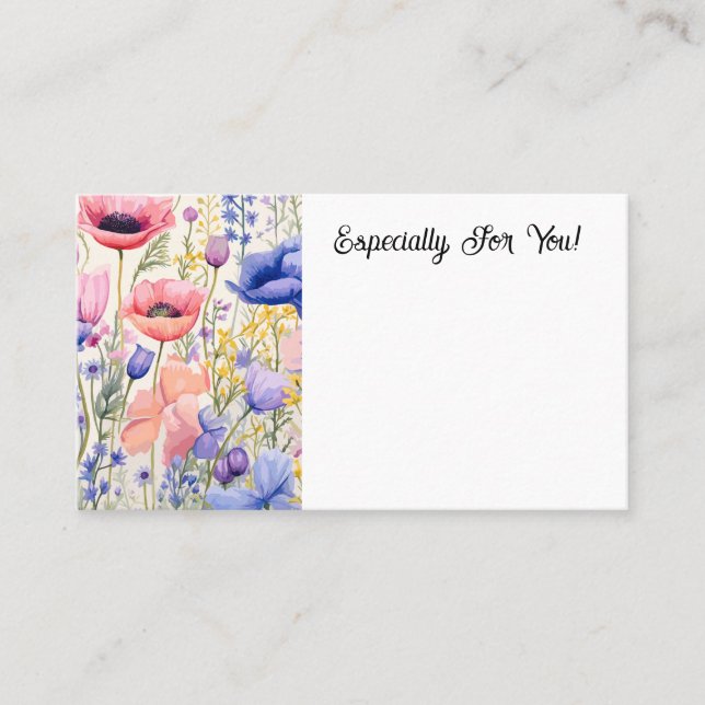 Tarjeta de mensaje de Bouquet Editable Poppies Flo (Anverso)