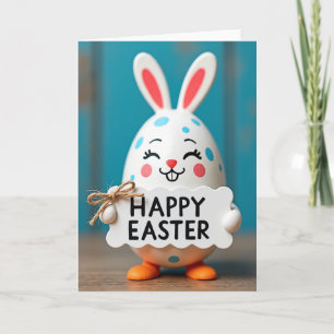 Tarjeta de Mensaje de Conejo de Huevo Feliz