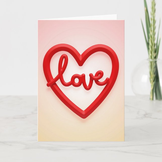 Tarjeta de Mensaje de Corazón de Amor Rojo (Anverso)