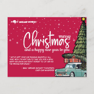 Tarjeta de mensaje de cuidado del automóvil festiv