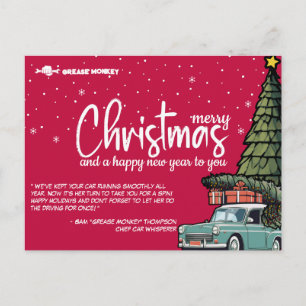 Tarjeta de mensaje de cuidado del automóvil festiv