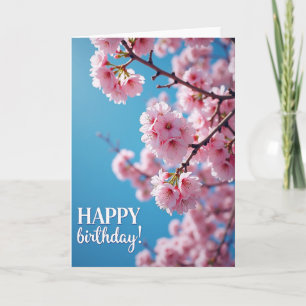 Tarjeta de Mensaje de Cumpleaños con Flor de Cerez