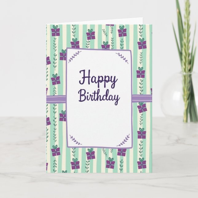 Tarjeta de Mensaje de Cumpleaños Lavanda (Anverso)