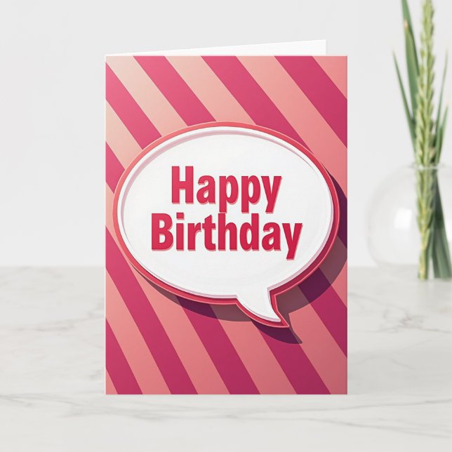 Tarjeta de Mensaje de Cumpleaños Rosa (Anverso)