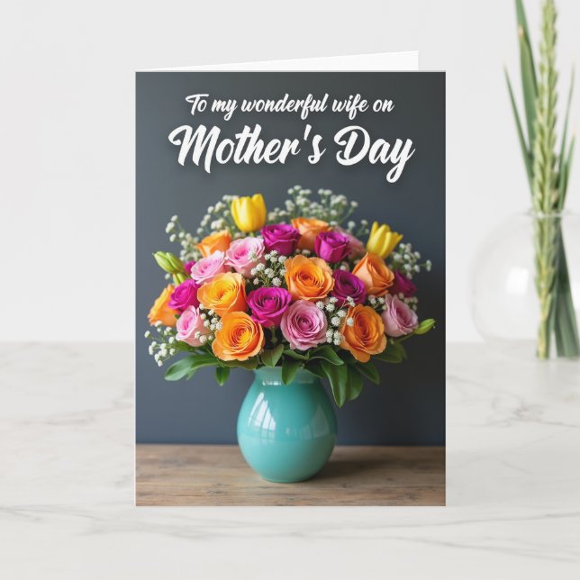 Tarjeta de Mensaje de Flor Vibrante Rayada (Anverso)
