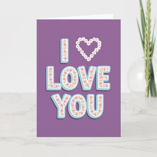 Tarjeta de Mensaje de Flores de Te Amo (Anverso)