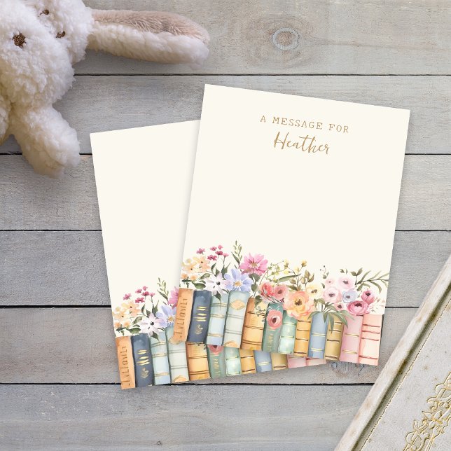 Tarjeta de mensaje de libros (Watercolor Wildflower Books Message Card by Painted Paperie
)