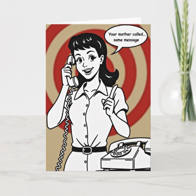 Tarjeta de Mensaje de Madre Retro Llamó (Anverso)