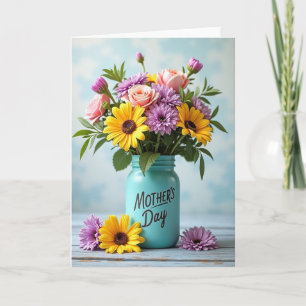 Tarjeta de Mensaje del Día de la Madre con Floral
