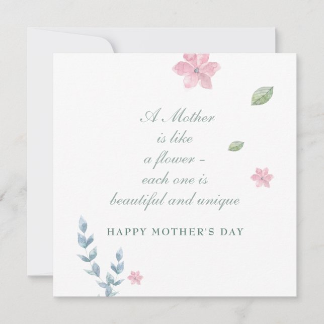 Tarjeta de mensaje Floral Feliz Día de la Madre (Anverso)