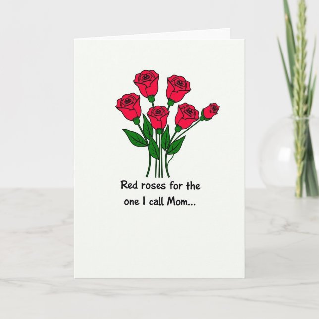 Tarjeta de Mensaje Floral Rojo para Mamá (Anverso)