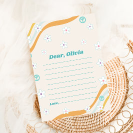 Tarjeta de mensaje Groovy Retro Floral Time Capsul