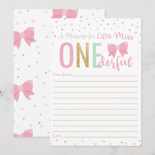 Tarjeta de mensaje Miss ONEmaravillosas cápsulas d (Anverso / Reverso)