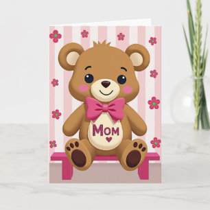 Tarjeta de mensaje para mamá oso dulce