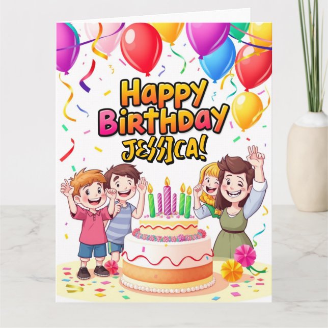 Tarjeta de mensaje personalizado - Cumpleaños Feli (Anverso)