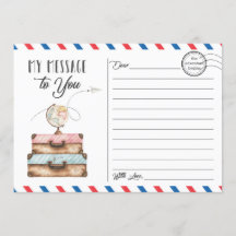 Tarjeta de mensaje postal Viaje de viaje