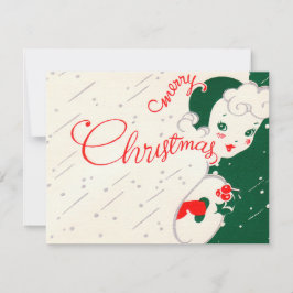 Tarjeta de mensaje Retro Vintage Christmas Cloud a
