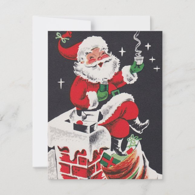 Tarjeta de mensaje Retro Vintage Christmas Santa (Anverso)
