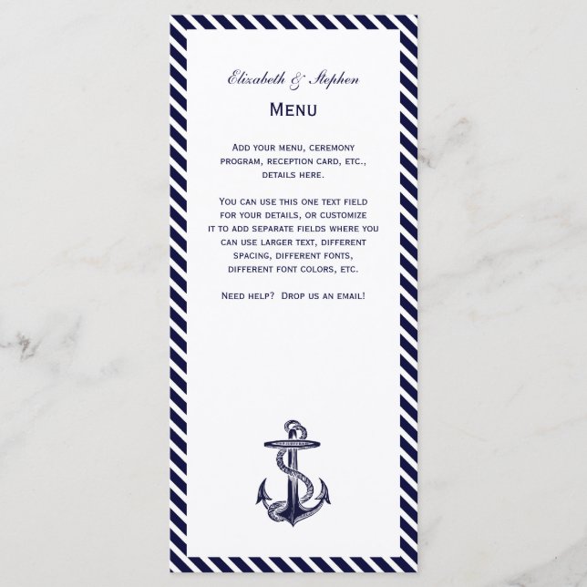 Tarjeta de menú 2 de banda de margarita de la mari (Anverso)