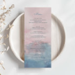 Tarjeta de menú acuarela rosa y azul<br><div class="desc">Diseñada para coordinar con nuestra colección de acuarelas rosas y azules, esta tarjeta de menú boda presenta un magnífico fondo de color rosa pastel y agua azul con fuentes modernas. Para una personalización más avanzada de este diseño, por ejemplo, cambiar el diseño, el tamaño de letra o el tamaño del...</div>