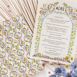 Tarjeta de menú acuarela Victoria Royal Elegance