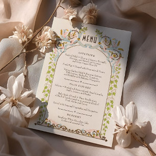 Tarjeta de menú acuarela Victoria Royal Elegance
