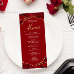 Tarjeta de menú Agate rojo y dorado<br><div class="desc">Esta Tarjeta de Menú Agate Rojo y Oro está diseñada teniendo en cuenta un glamuroso evento. Esta tarjeta roja y dorada marca la pauta para una celebración romántica.</div>