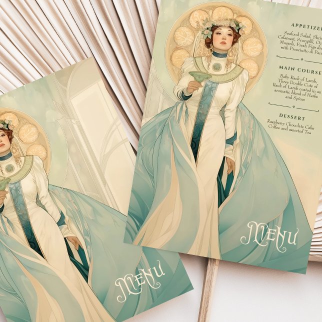 Tarjeta de menú Art Nouveau inédita para Bodas (Subido por el creador)