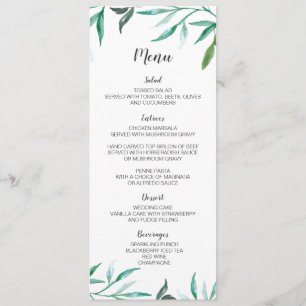 Tarjeta de menú bilateral para Bodas de Branch Boh