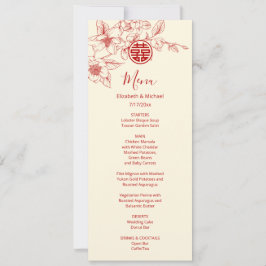 Tarjeta de menú BILINGUAL Magnolia para Bodas chin