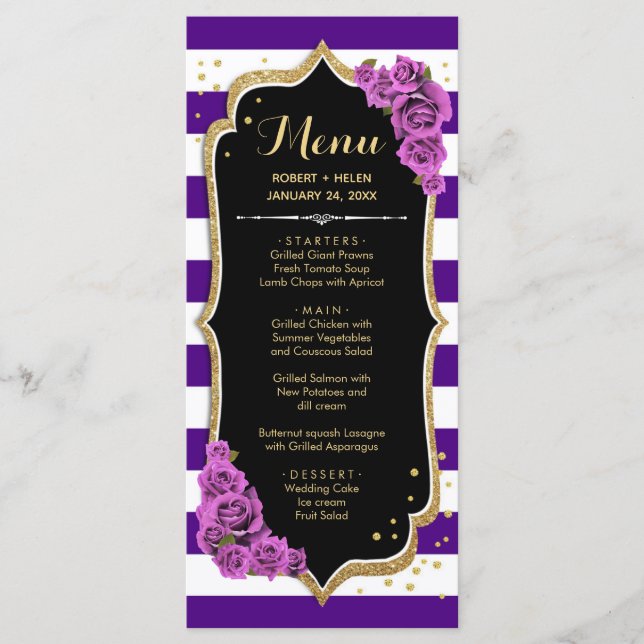 Tarjeta de menú Black Purple Gold (Anverso)