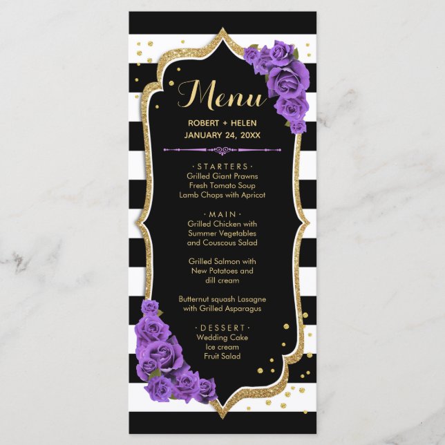 Tarjeta de menú Black Purple Gold (Anverso)
