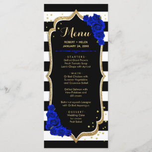 Tarjeta de menú Black Royal Blue Gold White