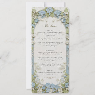 Tarjeta de menú Blue Hydrangea Boda