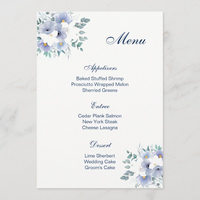 Tarjeta de menú boda (Anverso)