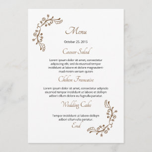 Tarjeta de menú Boda