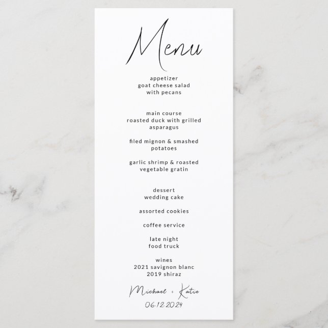 Tarjeta de menú boda (Anverso)