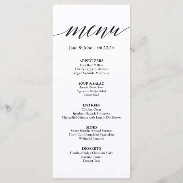 Tarjeta de menú boda (Anverso)