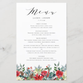 Tarjeta de menú Boda acuarela de invierno Blooms G